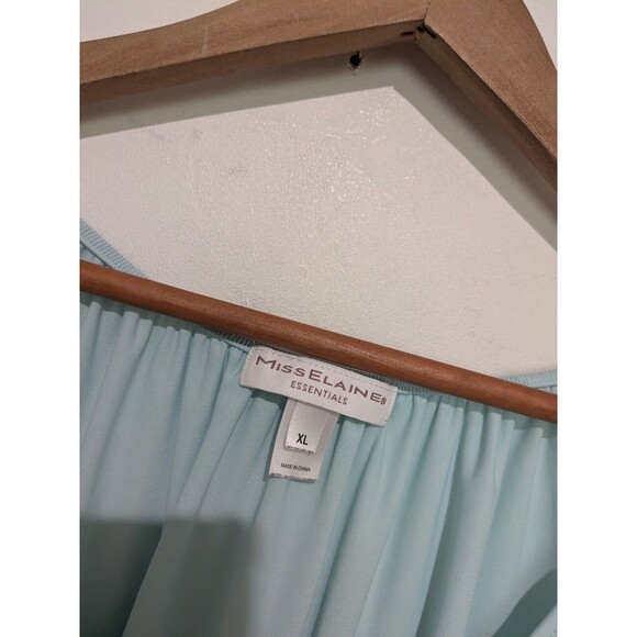 Miss Elaine Classics Women's XL Nylon Light Blue Nylon Tricot Nightgown Emb - Picture 4 of 4